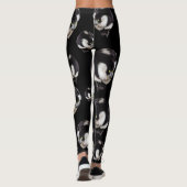 Schwarz-weiße Lemur Muster Volldrucke Leggings (Rückseite)