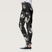 Schwarz-weiße Lemur Muster Volldrucke Leggings (Links)