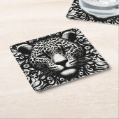Schwarz-weiße Leopard Papier Untersetzer – Mehr Fo (angewinkelt)