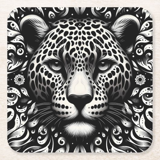 Schwarz-weiße Leopard Papier Untersetzer – Mehr Fo (Vorderseite)