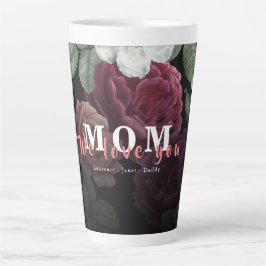Schwarz-weiße Liebe für Bugundy-Floral Milchtasse