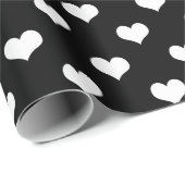 Schwarz-weiße Liebe Herzdesign Geschenkpapier (Rolleneckpunkt)