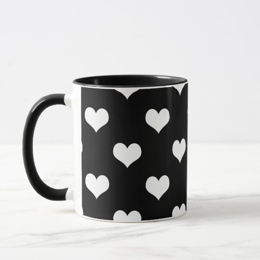 Schwarz-weiße Liebe Herzdesign Tasse (Links)
