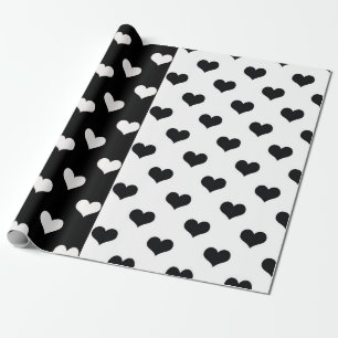Schwarz-weiße Liebe Herzmuster Geschenkpapier