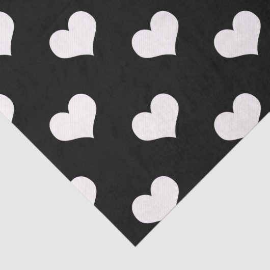 Schwarz-weiße Liebe Herzmuster Seidenpapier (Detail)