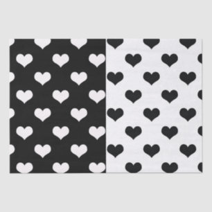 Schwarz-weiße Liebe Herzmuster Seidenpapier