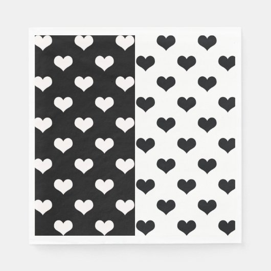 Schwarz-weiße Liebe Herzmuster Serviette (Vorderseite)