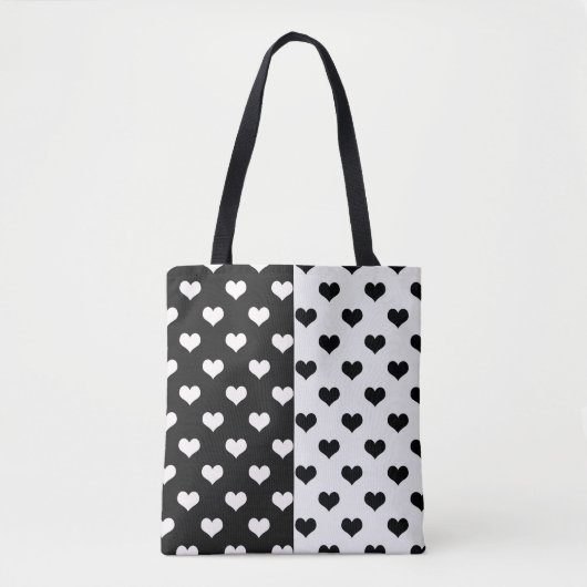 Schwarz-weiße Liebe Herzmuster Tasche (Vorderseite)