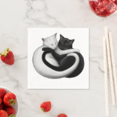 Schwarz-weiße Liebe Katzen Papier Napkins Serviette (Beispiel)