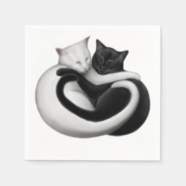 Schwarz-weiße Liebe Katzen Papier Napkins Serviette