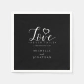 Schwarz-weiße Liebe Versage nie Hochzeit der Bibel Serviette (Vorderseite)