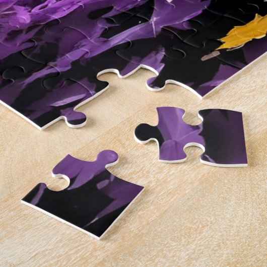 Schwarz-weiße Lila Gelbwaldreflektion Puzzle (Seite)