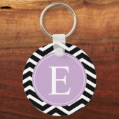 Schwarz-weiße Lila Zickzack Benutzerdefiniert Schlüsselanhänger (Vorderseite)
