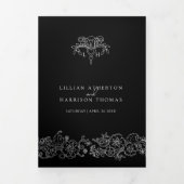 Schwarz-weiße Lilie Foto Hochzeit Dreifach-gefaltete Programmkarte (Cover)