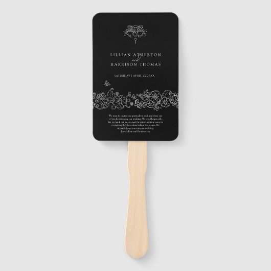 Schwarz-weiße Lilie Hochzeitsprogramm dank Fächer (Vorderseite)