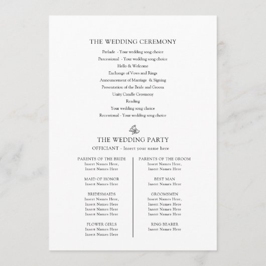 Schwarz-weiße Lilie Programm (Rückseite)