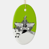 Schwarz-weiße Limone Gitarre und Flügel Keramikornament (Rechts)