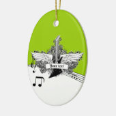 Schwarz-weiße Limone Gitarre und Flügel Keramikornament (Links)