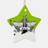 Schwarz-weiße Limone Gitarre und Flügel Keramikornament (Rechts)