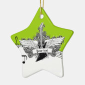 Schwarz-weiße Limone Gitarre und Flügel Keramikornament (Links)