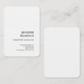 Schwarz-weiße Linen Minimalistisch Moderne Schlich Visitenkarte (Vorne/Hinten)