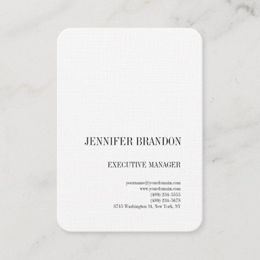 Schwarz-weiße Linen Minimalistisch Moderne Schlich Visitenkarte (Vorderseite)