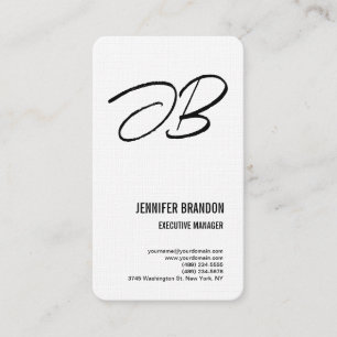 Schwarz-weiße Linen Monogram Minimalistisch Modern Visitenkarte