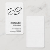 Schwarz-weiße Linen Monogram Minimalistisch Modern Visitenkarte (Vorne/Hinten)