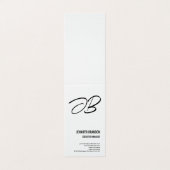 Schwarz-weiße Linen Monogram Minimalistisch Modern Visitenkarten (Außenseite Aufgefaltet)