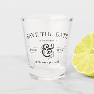 Schwarz-weiße Linie Art Blumenstrauß Foto Sav Schnapsglas