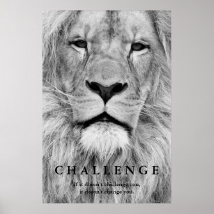 Schwarz-weiße Lion Eyes Challenge Inspiration Poster