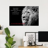 Schwarz-weiße Lion Inspiration Leadership Poster (Heimbüro)
