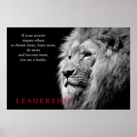 Schwarz-weiße Lion Inspiration Leadership Poster (Vorne)