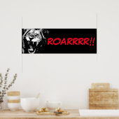 Schwarz-weiße Lion Pop Art Comic Rockschrift Poster (Küche)