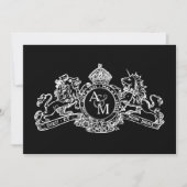 Schwarz-weiße Lion Unicorn Regal Emblem Hochzeit Einladung (Vorderseite)