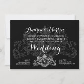Schwarz-weiße Lion Unicorn Regal Emblem Hochzeit Einladung (Rückseite)