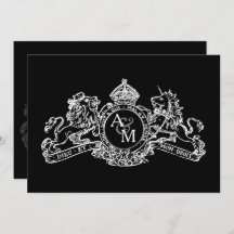 Schwarz-weiße Lion Unicorn Regal Emblem Hochzeit