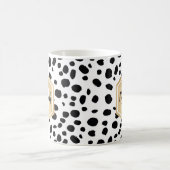 Schwarz-weiße Lochmuster-Gold-Monogramm Kaffeetasse (Mittel)