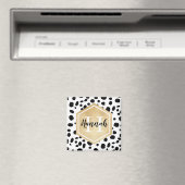 Schwarz-weiße Lochmuster-Gold-Monogramm Magnet (In Situ (Geschirrspüler))