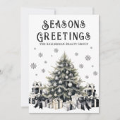 Schwarz-weiße Logo-Weihnachtsfeiern Feiertagskarte (Vorderseite)