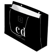Schwarz-weiße Logoinitialen Große Geschenktüte (Vorderseite Schrägansicht)