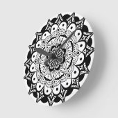 Schwarz-weiße Mandala Art Acryluhr Runde Wanduhr (Winkel)
