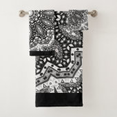 Schwarz-weiße Mandala, Kaleidoskop, Rundschmuck Badhandtuch Set (Insitu)