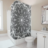 Schwarz-weiße Mandala, Kaleidoskop, Rundschmuck Duschvorhang (Beispiel)