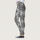 Schwarz-weiße Mandala, Kaleidoskop, Rundschmuck Leggings (Links)