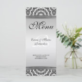 Schwarz-weiße Mandala Wedding Menu Card Menükarte (Stehend Vorderseite)