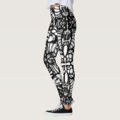 Schwarz-weiße mandalische Handschrift gezeichnet d Leggings (Links)
