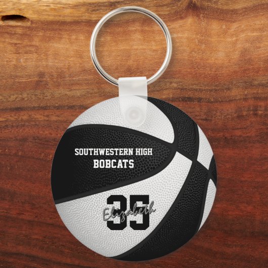 Schwarz-weiße Mannschaft farbenfrohe Jungs Basketb Schlüsselanhänger (Vorderseite)