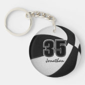 Schwarz-weiße Mannschaftsfarben Basketball-Mädchen Schlüsselanhänger (Vorderseite)