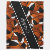 Schwarz-weiße Mannschaftsfarben für Basketball Fleecedecke (Vorderseite)